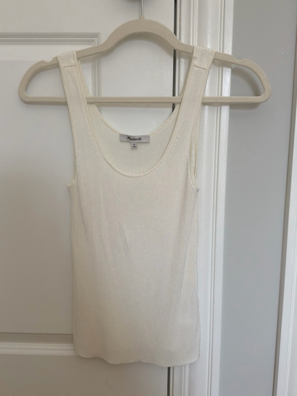 Madewell Off-White Ribbed Scoop Tank